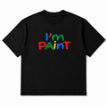 I Am Paint Tee in black, front flat-lay mockup