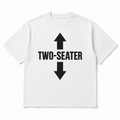Two Seater Tee in white, front flat-lay mockup